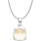 Collier argent rhodié 3,3g - coussin 9x9mm - quartz citron - 40+5cm