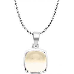 Collier argent rhodié 3,3g - coussin 9x9mm - quartz citron - 40+5cm