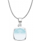 Collier argent rhodié 3,3g - coussin 9x9mm - topaze bleue - 40+5cm