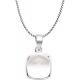 Collier argent rhodié 3,3g - coussin 9x9mm - cristal de roche - 40+5cm