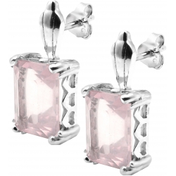 Boucles d'oreille argent rhodié 4,2g - pierre 8*10mm - quartz rose