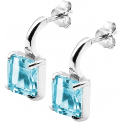 Boucles d'oreille argent rhodié 2,2g - carré 6*6mm - topaze bleue