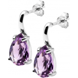 Boucles d'oreille argent rhodié 2,3g - poire 6*9mm - améthyste