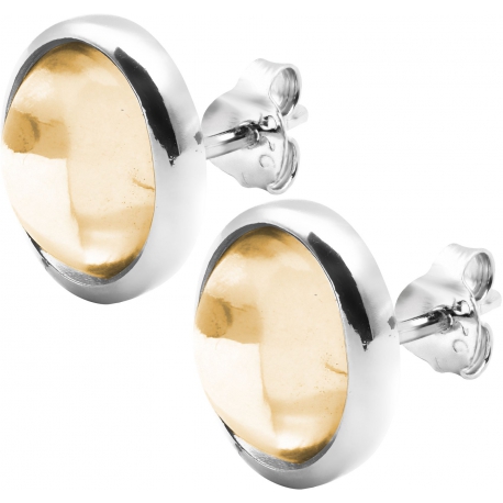Boucles d'oreille argent rhodié 3,5g - oval 11*9mm - citrine