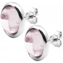Boucles d'oreille argent rhodié 3,5g - oval 11*9mm - quartz rose
