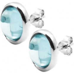 Boucles d'oreille argent rhodié 3,5g - oval 11*9mm - topaze bleue