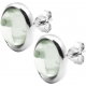 Boucles d'oreille argent rhodié 3,5g - oval 11*9mm - améthyste verte