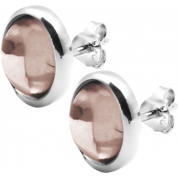 Boucles d'oreille argent rhodié 3,5g - oval 11*9mm - quartz fumé