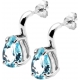 Boucles d'oreille argent rhodié 2,3g - poire 6*9mm - topaze bleu facettée