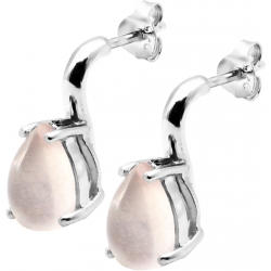 Boucles d'oreille argent rhodié 2,3g - poire 6*9mm - quartz rose cabochon