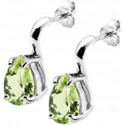 Boucles d'oreille argent rhodié 2,3g - poire 6*9mm - péridot facetté