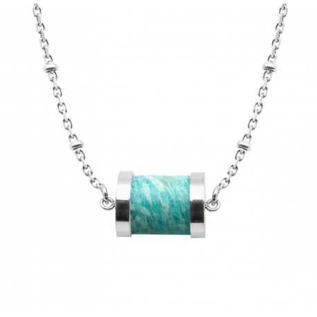 Collier en acier - amazonite - tube 12mm - 40 +10cm