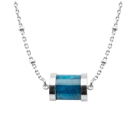 Collier en acier - apatite - tube 12mm - 40 +10cm