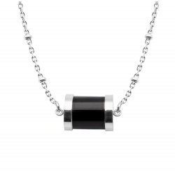 Collier en acier - onyx - tube 12mm - 40 +10cm