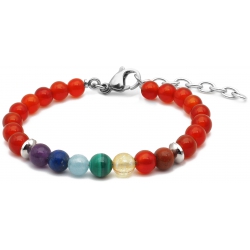 Bracelet STILIVITA en acier - 7 CHAKRAS - jaspe rouge, cornaline, citrine, malachite, aigue marine, lapis lazuli, améthyste -…