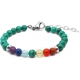 Bracelet STILIVITA en acier - 7 CHAKRAS - jaspe rouge, cornaline, citrine, malachite, aigue marine, lapis lazuli, améthyste -…