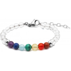 Bracelet STILIVITA en acier - 7 CHAKRAS - jaspe rouge, cornaline, citrine, malachite, aigue marine, lapis lazuli, améthyste -…