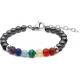 Bracelet STILIVITA en acier - 7 CHAKRAS - jaspe rouge, cornaline, citrine, malachite, aigue marine, lapis lazuli, améthyste -…