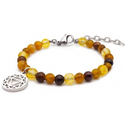 Bracelet STILIVITA en acier - Collection équilibre - CREATIVITE - citrine - tourmaline marron - chakra plexus solaire - 17+4c…