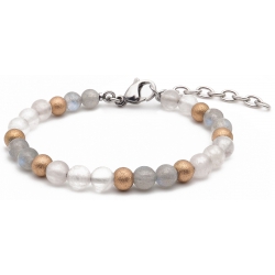 Bracelet STILIVITA en acier - Collection équilibre - LACHER PRISE - Quartz Rose - labradorite - billes acier rosé mattes - 17…