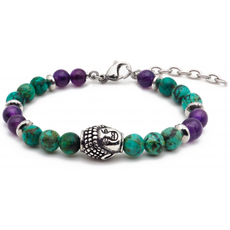 Bracelet STILIVITA en acier - Collection équilibre - ANTI STRESS - turquoise - améthyste - bouddha et séparateur en acier - 1…