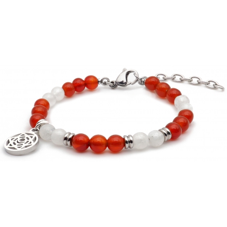 Bracelet STILIVITA en acier - Collection équilibre - SUPER WOMAN - pierre de lune - cornaline - séparateurs acier - chakra sa…