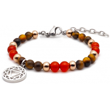 Bracelet STILIVITA en acier - Collection équilibre - VOLONTE & CONFIANCE EN SOI - œil de tigre - cornaline - chakra plexus so…