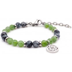 Bracelet STILIVITA en acier - Collection équilibre - ANCRAGE ET PROSPERITE - obsidienne neige  - jade néphrite - séparateurs …