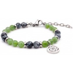 Bracelet STILIVITA en acier - Collection équilibre - ANCRAGE ET PROSPERITE - obsidienne neige  - jade néphrite - séparateurs …