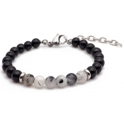 Bracelet STILIVITA en acier - Collection équilibre - PROTECTION ET BIEN ETRE - tourmaline noire - quartz tourmaliné - séparat…