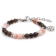 Bracelet STILIVITA en acier - Collection équilibre - AUTHENTICITE - opale rose - quartz fumé - séparateur acier - fleur de to…