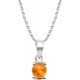 Collier argent rhodié 3,7g - ambre rond 6mm cabochon - 38+5cm