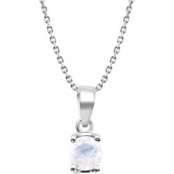 Collier argent rhodié 3,7g - calcédoine rond 6mm facetté - 38+5cm