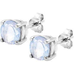 Boucles d'oreille argent rhodié 1,7g - calcédoine rond 6mm facetté