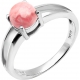 Bague argent rhodié 2,7g - rhodocrosite rond 6mm cabochon - T50 à 60