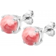 Boucles d'oreille argent rhodié 1,7g - rhodocrosite rond 6mm cabochon