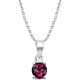 Collier argent rhodié 3,7g - rhodolite rond 6mm facetté - 38+5cm