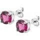 Boucles d'oreille argent rhodié 1,7g - rhodolite rond 6mm facetté