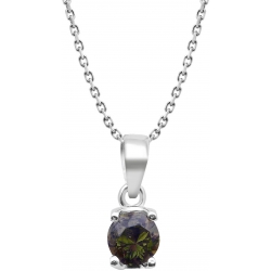 Collier argent rhodié 3,7g - tourmaline verte rond 6mm facetté - 38+5cm