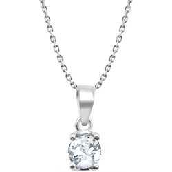 Collier argent rhodié 3,7g - aigue marine rond 6mm facetté - 38+5cm