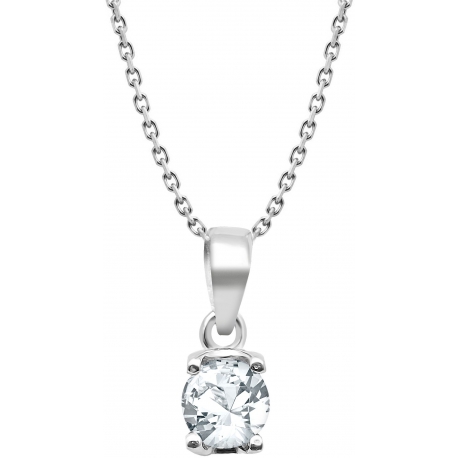 Collier argent rhodié 3,7g - aigue marine rond 6mm facetté - 38+5cm