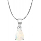 Collier argent rhodié 3,1g - poire 6*9mm - opal noble d'éthiopie facetté - 40cm