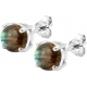 Boucles d'oreille argent rhodié 1,7g - labradorite - rond 6mm cabochon