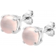 Boucles d'oreille argent rhodié 1,7g - quartz rose - rond 6mm cabochon