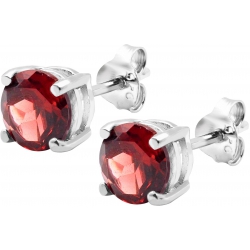 Boucles d'oreille argent rhodié 1,7g - grenat - rond 6mm facettée