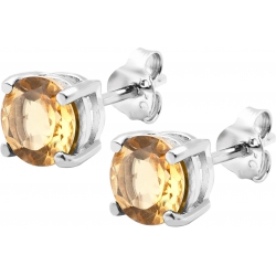 Boucles d'oreille argent rhodié 1,7g - citrine - rond 6mm facettée