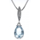 Collier argent rhodié 4g - poire 8*12mm - topaze bleue - topaze blanche -40+5cm