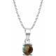 Collier argent rhodié 3,7g - labradorite - rond 6mm cabochon - 38+5cm