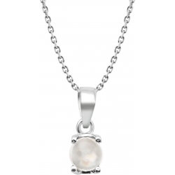 Collier argent rhodié 3,7g - pierre de lune - rond 6mm cabochon - 38+5cm