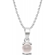 Collier argent rhodié 3,7g - quartz rose - rond 6mm cabochon - 38+5cm